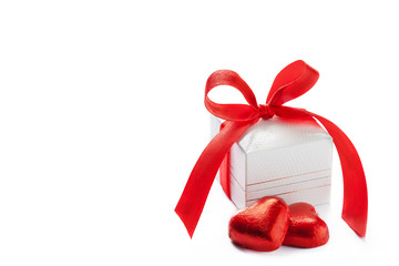 Valentine's day concept,gift box and heart shaped chocolates