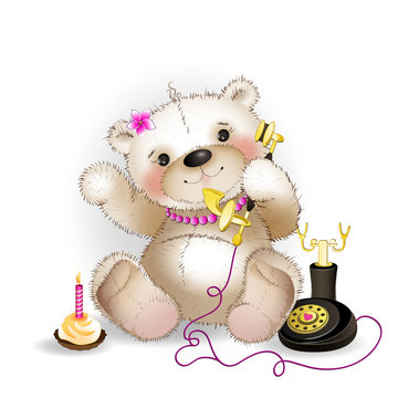 Teddy Bear talking on the phone