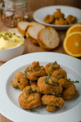 Breaded fried mushrooms with juice