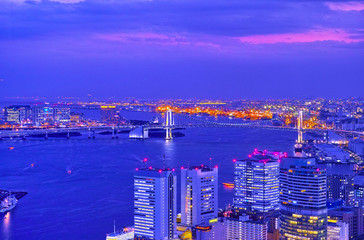 東京お台場のレインボーブリッジの夜景