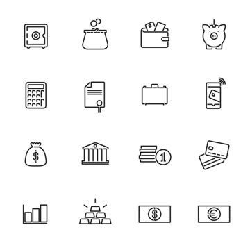 Money and Finance Line Icons Vector Collection