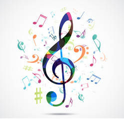 Naklejka premium Abstract background Colorful music notes