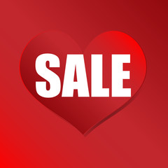 Sale poster.Paper heart shape with word SALE
