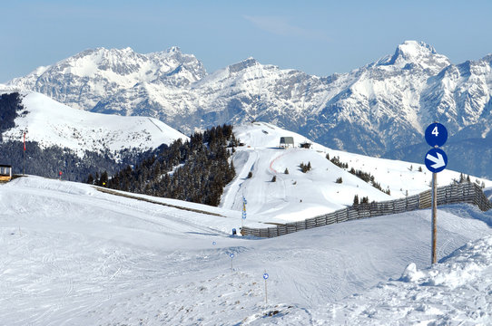 Skiing resort in the Alps. Austria