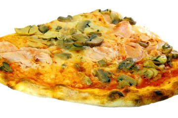pizza with mozzarella ham mushrooms