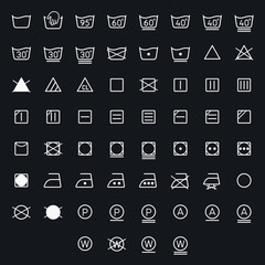 Icon set of laundry, washing symbols