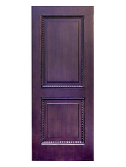 Entrance wooden door on a white background.
