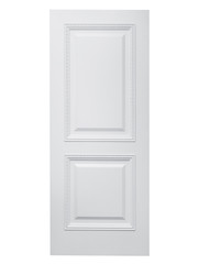 Entrance wooden door on a white background.