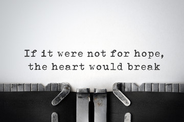 Hope. Inspirational quote typed on an old typewriter.