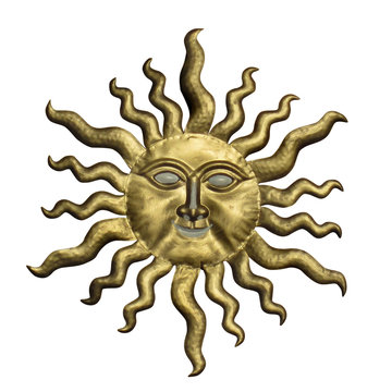 Sun Face with clipping path. Isolated on white background.
