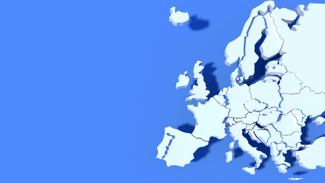 Mappa Europa 3D bianca con animazione verticale