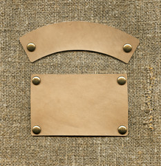 Leather label on background