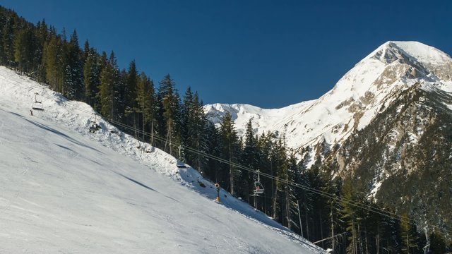 Chair lift for mountain skiers