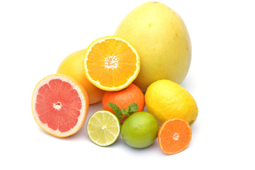 Citrus on white background
