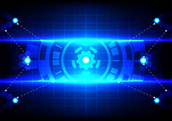 abstract circle  and light blue effect technology