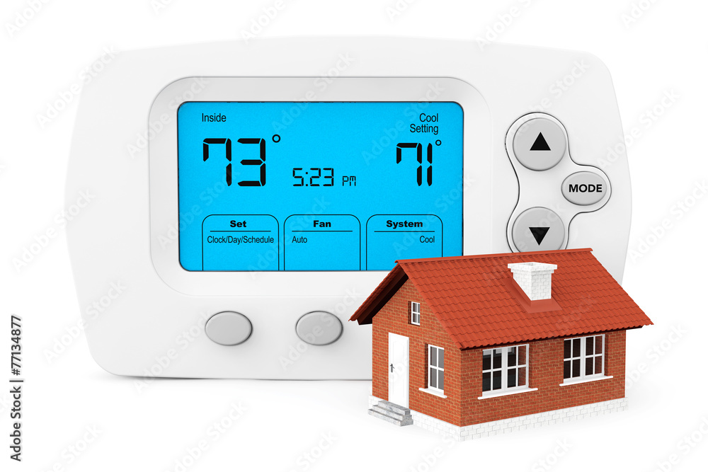 Poster modern programming thermostat with small home
