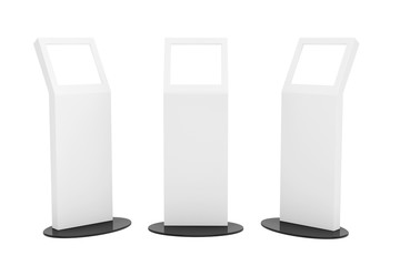 White Information Stands With Touch Screen Display