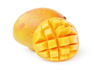 mango fruit sliced isolated on white