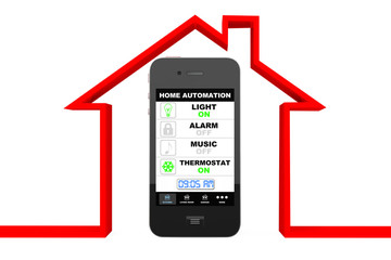 Home Automation Concept. Mobile Phone and house