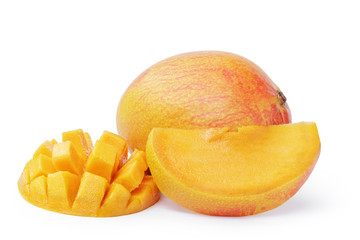 Naklejka na ściany i meble mango fruit sliced isolated on white