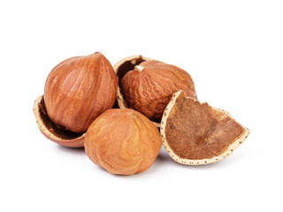 organic peeled hazelnuts isolated
