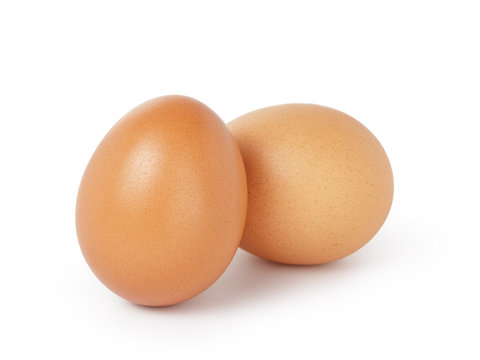two brown eggs isolated
