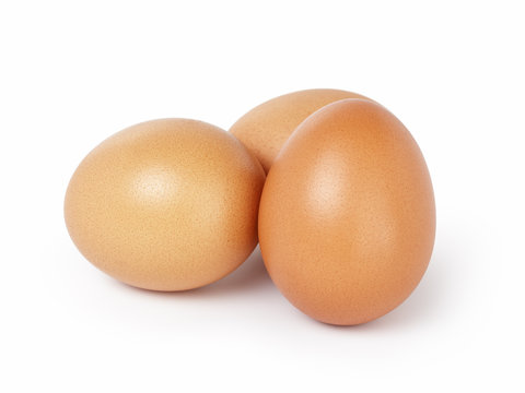 three brown eggs isolated