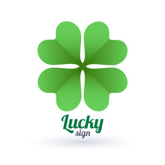 Four leaves clover sign. Saint Patrick icon.