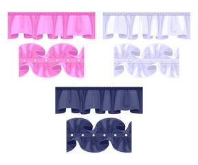Set or frill borders. Colorful ruffles brushes.