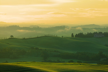 Beautiful rural landscape of Tuscany early in morning 