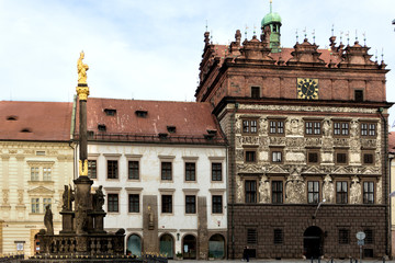 Fototapeta na wymiar Rathaus - Maßhaus Renaissance Böhmen Kulturhauptstadt Pils