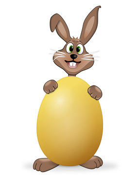 cheeky easter bunny with yellow egg