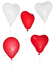 Fototapeta na wymiar set of five balloons isolated on white