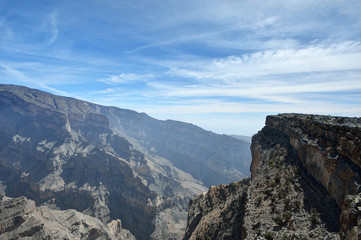 Fototapeta na wymiar Mountains with a blue sky, Jabal Shams, Sultanate of Oman