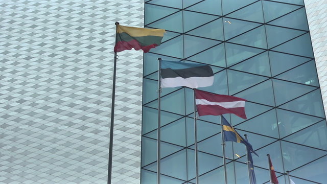 Vilnius. Skyscraper and EU Flags_5.mov