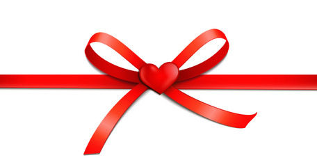 Rote Schleife mit Herzchen - Mittig