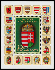 Stamp printed in Hungary shows New Coat of Arms