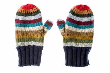 Varicolored striped mittens