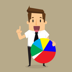 businessman points to chart of profit