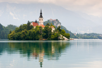 Fototapeta na wymiar Lake Bled Idyllic Scene