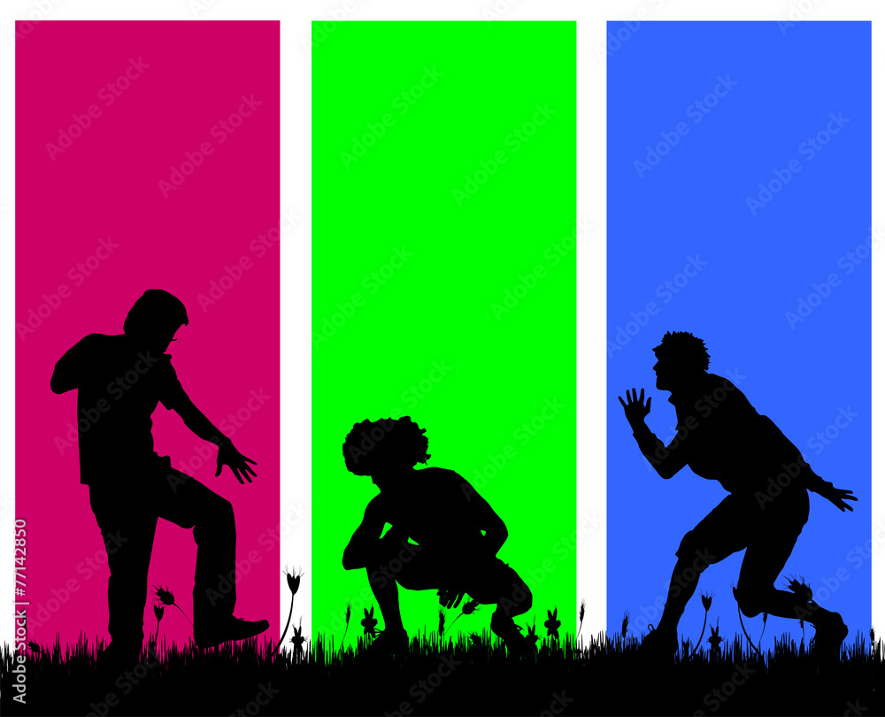 Canvas Prints vector silhouettes of men.