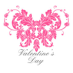 Valentines day greeting card with floral elements