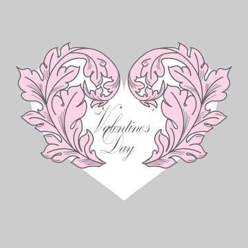 Valentines day greeting card with floral elements