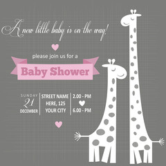 Fototapeta premium Baby girl invitation for baby shower