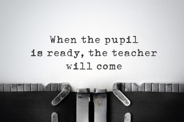 Knowledge. Inspirational quote typed on an old typewriter.