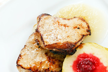 grilled pork with apple