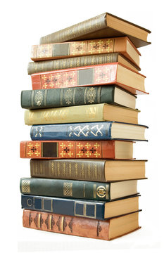 Old Book Pile Isolated On White Background