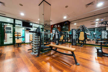 Modern gym interior equipment
