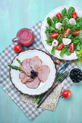 Caprese salad with tomatoes and mozzarella