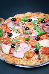 Italian prosciutto and rucola pizza.